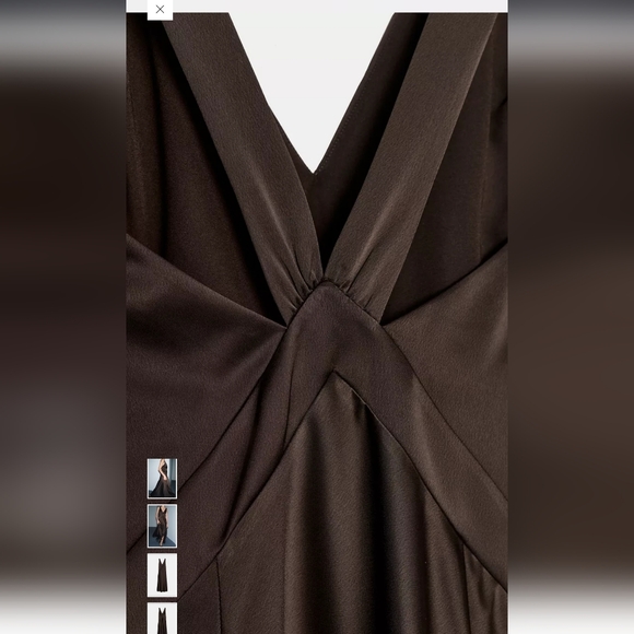 Satin V-Neck Brown Slip Dress - Picture 12 of 12